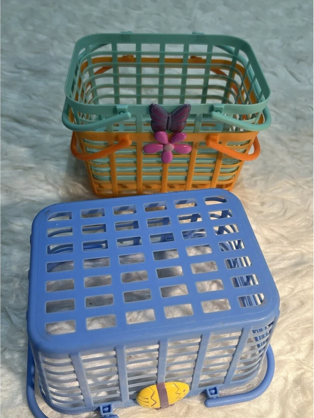 Lot of 3 Small VTG Plastic Easter Baskets w/Handles
